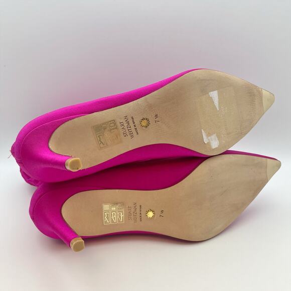 Stuart Weitzman Women's Stuart 75 Stretch Bootie Size 7.5 Pink Magenta NWOB - Picture 12 of 13